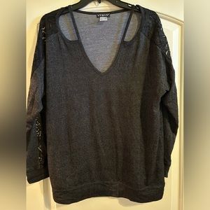 Womens Venus black lace sleeve sexy shirt size medium Worn once